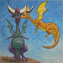 Painting of Dragon - Flying Kiss