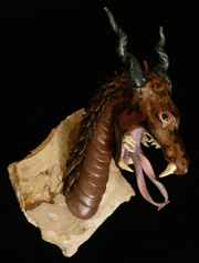 dragon sculpture dark brown dragon head