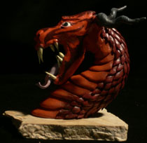 dragon sculpture fire red dragon head