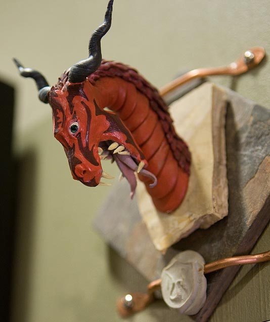 Dragon Sculpture - Fire Red Dragon Head