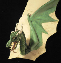 dragon sculpture - green dragon with wings