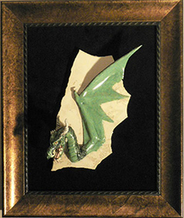 Dragon Sculpture - Green Dragon Head with Wings