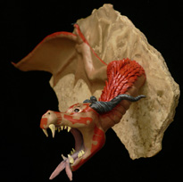 dragon sculpture orange dragon head with wings