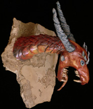 dragon sculpture orange dragon head